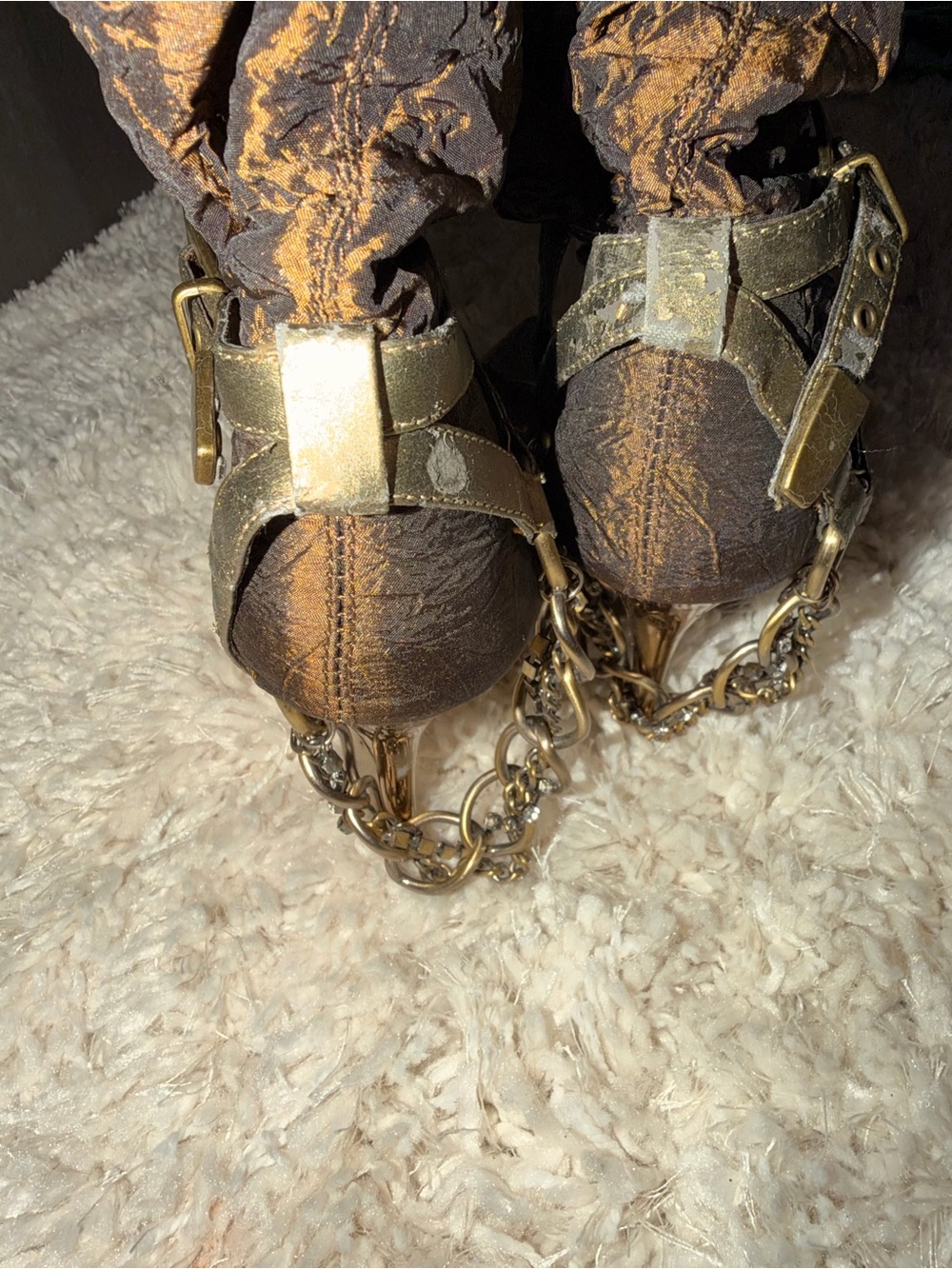 Vintage Y2K Wild Rose Brown & Gold Snakeskin Print Boots - Picture 11 of 11